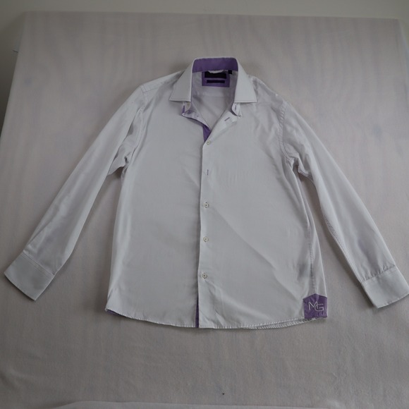 Martin Gordon Other - Martin Gordon Shirt Large‎ White Long Sleeve Contemporary Fit Purple Trim Accent